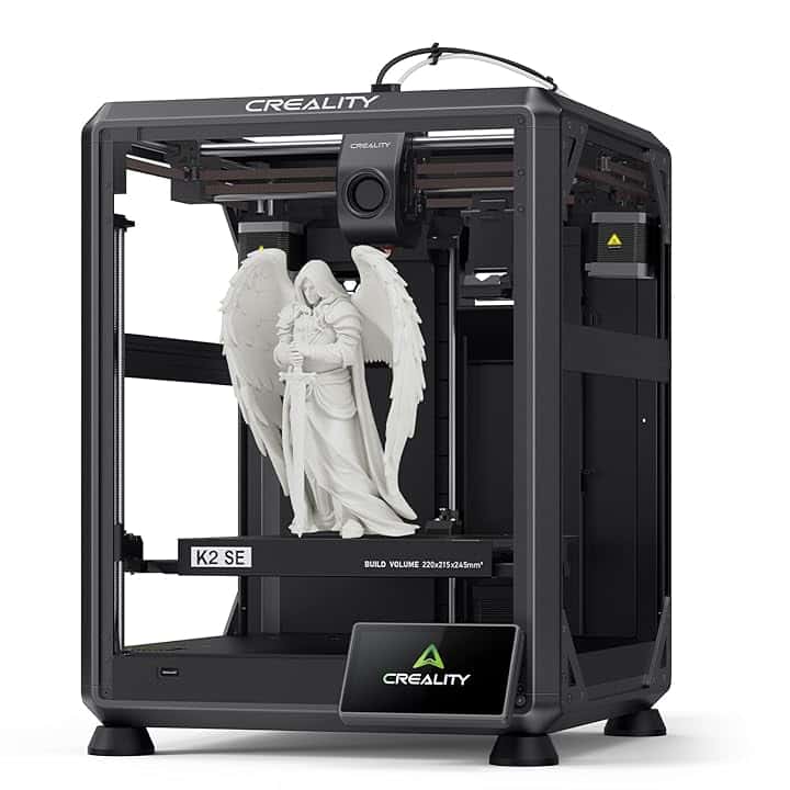 Creality K2 SE Stampante 3D, supporto CFS per stampa multicolore, stampa ad alta velocità 500 mm/s, livellamento automatico, controllo delle vibrazioni, estrusore Direct-Drive, volume di costruzione