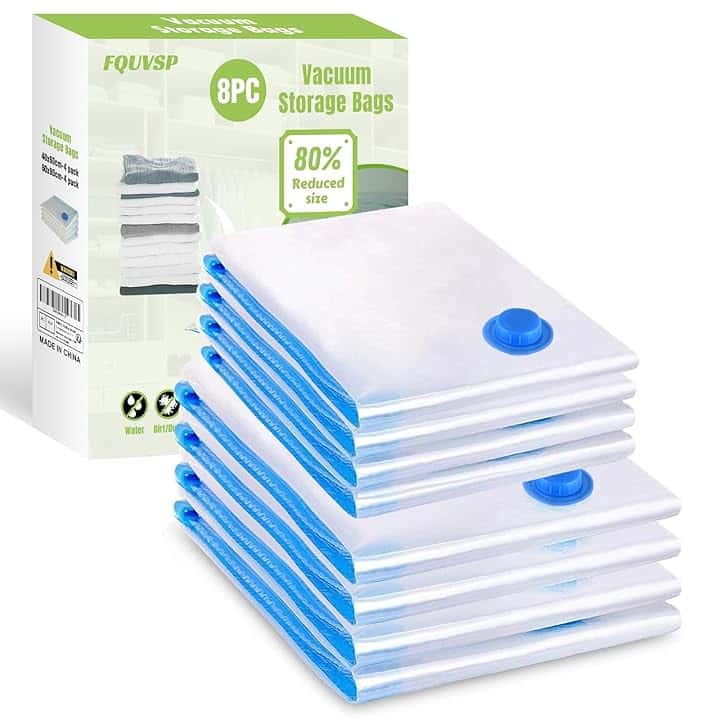 Sacchetti Sottovuoto Vestiti Buste Sottovuoto Vestiti 8 Pezzi 4*Grandi 80x60cm+4*Piccolo 60x40cm Sacchi Sottovuoto Riutilizzabili per Coperte Lenzuola Piumoni Cuscini