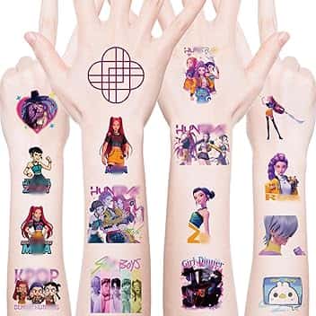 40 Pezzi Huntrs Tatuaggi per Bambini, Tatuaggi Temporanei Bambini Bambina, Huntrs Tatuagg Impermeabili, Adesivi Finti Tatuagg per Festa Compleanno Ragazze Ragazzi