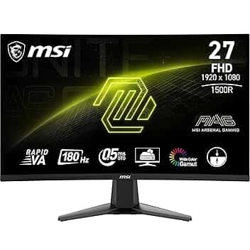MSI MAG 27C6F Monitor Gaming Curvo 27" - FHD (1920 x 1080), 180Hz/0,5 ms, pannello VA 1500R - Adaptive-Sync, connettività DisplayPort 1.2a, HDMI
