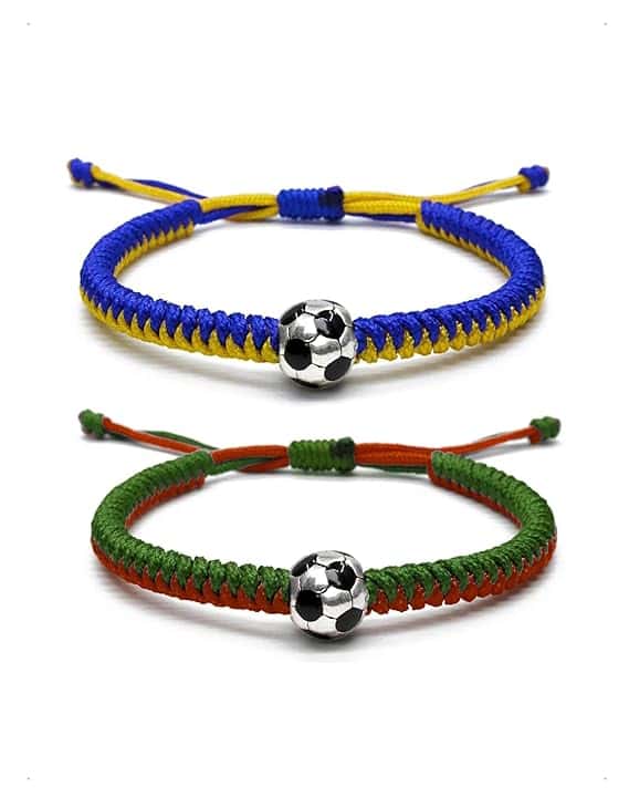 KONFEN Set di 1/2 Braccialetti da Calcio per Bambini, Braccialetti dell'Amicizia Regolabili, Braccialetto Intrecciato da Calcio Regolabile, Regalo di Football per Bambini Sportivi, Adolescenti