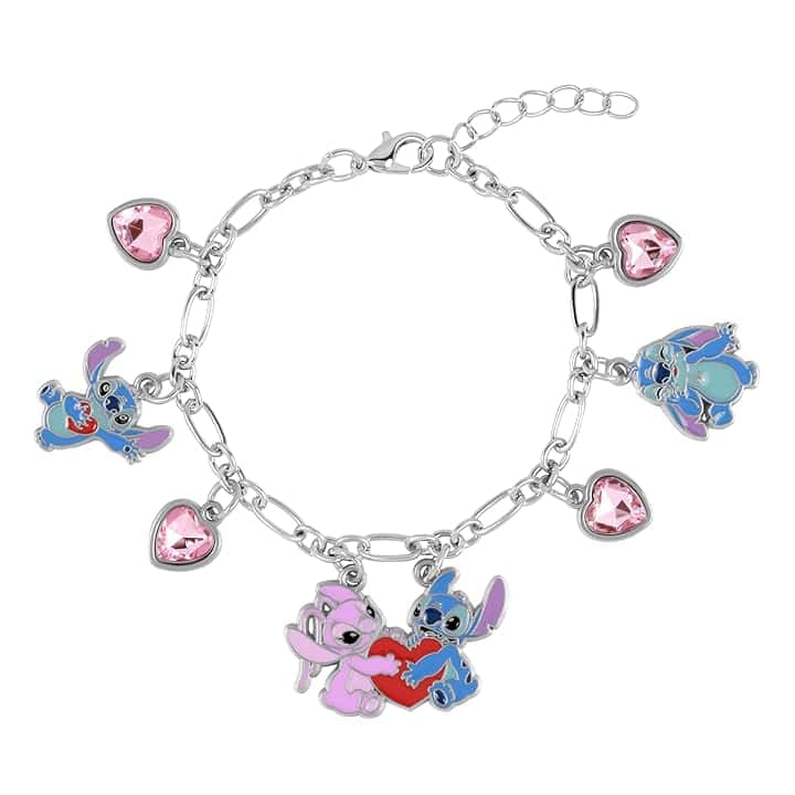 Disney Stitch & Angel, bracciale con charm in finta oro, taglia unica, senza gemme