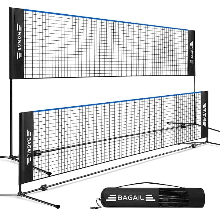 BAGAIL Badminton Net, Rete di Nylon Pieghevole, Supporto regolabile Hieght e Borsa da trasporto portatile, Facile da montare o smontare, Ideale rete sportiva ricreativa per tennis, Badminton.