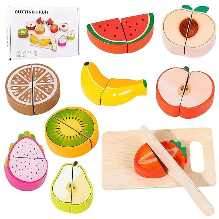 Cucina Giocattolo per Bambini - Accessori Cucina Giochi in Legno, Frutta Giocattolo per Bambini e Bambine dai 2 3 Anni