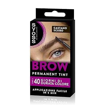 Syoss Brow Castano Scuro (10 ml), Tinta sopracciglia permanente, Tintura sopracciglia resistente ad acqua e sbavature, Colore intenso per sopracciglia per 10 applicazioni, Formula vegana