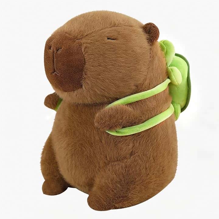 Capybara Peluche, 23cm Simulazione Capibara con Zaino Tartaruga, nimali di Peluche Realistici Capibara