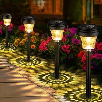Luci da Esterno Giardino Solari 8 Pezzi, Lampade Solari da Giardino con Luce Calda e 7 Colori RGB, Illuminazione Luci Solare Esterno Impermeabile IP65 per Sentieri, Decorazione di Giardini