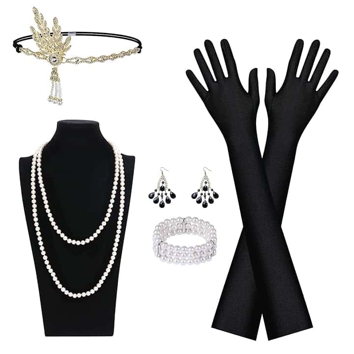 Aomig Accessori Anni '20, 6 Pz 1920 Accessori Set 20' Anni per Donna