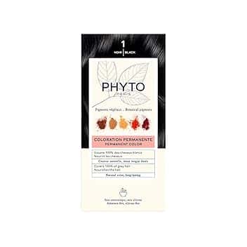 Phyto Color Kit 1 Nero Colorazione Permanente senza Ammoniaca, 100% Copertura Capelli Bianchi