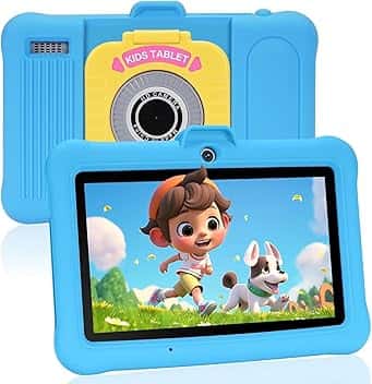 Tablet per bambini 7 pollici Android, 8(3+5) GB RAM, 64GB ROM(TF card 128 GB), Google GMS, App per Bambini Preinstallata, Kids space, WIFI, Custodia antiurto, blu