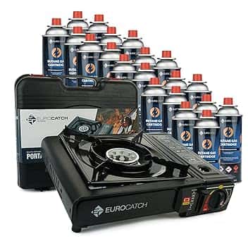 Fornello da campeggio - Fornello a gas - Inclusi 20 bombolette a gas - Fornello da campeggio - 20 Bomboletta cartuccia a gas