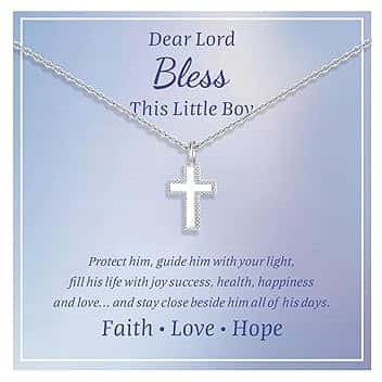 FLHEART Collana con croce in argento Sterling per bambini, delicata collana con ciondolo a forma di croce, regalo per battesimo per figlioccio, Pasqua, prima comunione, cresima, battesimo, regalo per