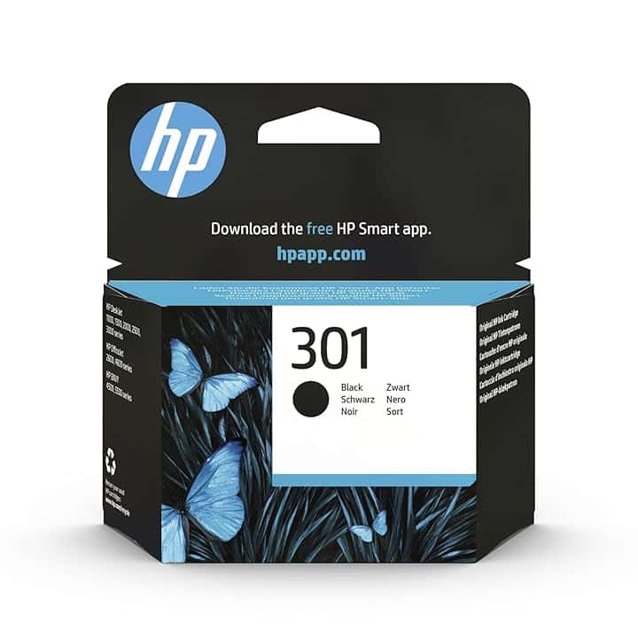 HP 301 Nero, CH561EE, Cartuccia Originale da 170 Pagine, Compatibili con Stampanti DeskJet 1000, 1050 1500, 2000, 2050, 2500, 3000, 3050, Envy 4500,5500, OfficeJet 260, 4600 ECOLOGO