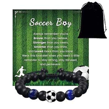 HAPZUR HAPZUR 1 Set di Braccialetto di Calcio con Biglietto e Sacchetto Dono, Doni per Appassionati di Calcio, Ideale per Comunione, Cresima, Inizio Scuola, Doni per Ragazzi Maschi