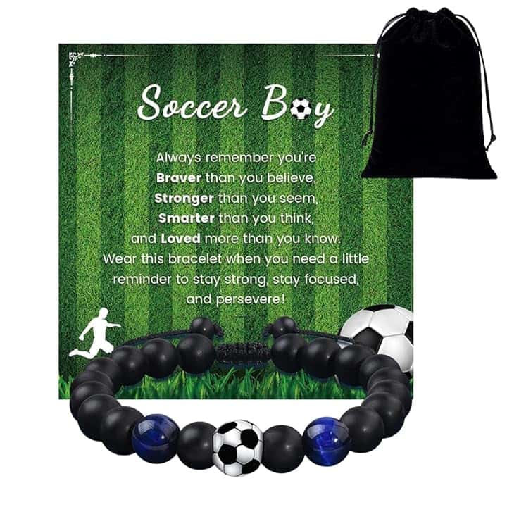 HAPZUR HAPZUR 1 Set di Braccialetto di Calcio con Biglietto e Sacchetto Dono, Doni per Appassionati di Calcio, Ideale per Comunione, Cresima, Inizio Scuola, Doni per Ragazzi Maschi