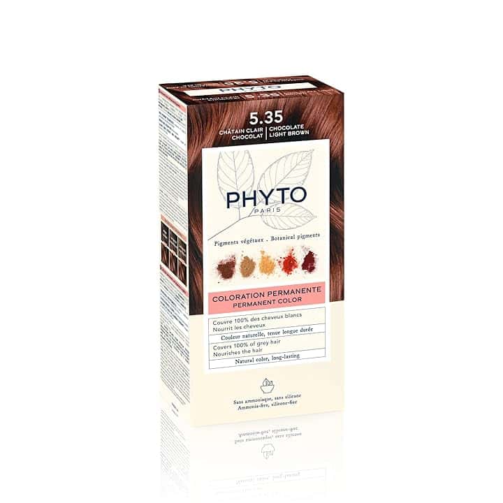 Phyto Color Kit 5.35 Castano Chiaro Cioccolato Colorazione Permanente senza ammoniaca, 100% Copertura Capelli Bianchi