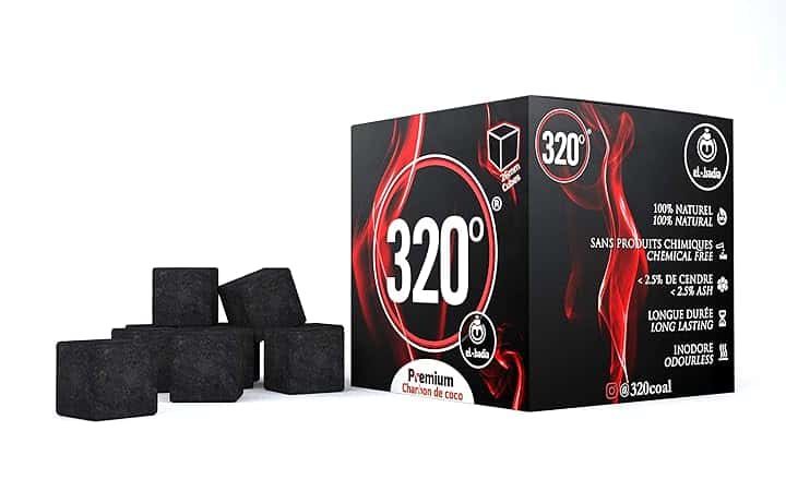 320° Carbone naturale di noce di cocco (26mm Cubes) per barbecue e narghilè, shisha, 1 kg