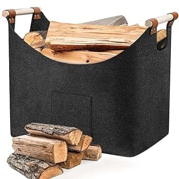 Borsa in Feltro per Legna da Ardere, XL Cesto Portalegna da Interno, Borsa Portalegna per Camino Porta Legna per Interni, Cesto in Legno, Può contenere Giornali Vestiti Giocattoli Accessori Camino