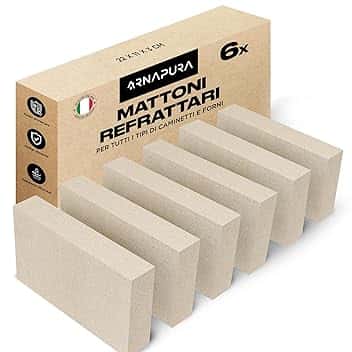 Pack 6 Mattoni Refrattari 22 x 11 x 3 cm | Realizzati in Argilla Refrattaria | Mattoni Refrattari per Forno a Legna Perfetti per Camini, Forni e Barbecue