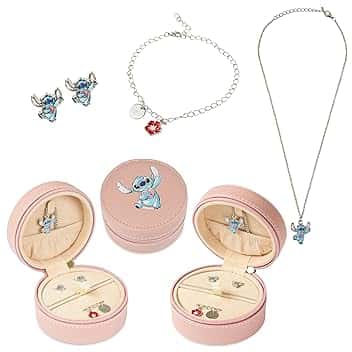 Disney Parure di Gioielli per Bambine e Ragazze Stitch Bracciale Orecchini Collana Amicizia Stitch