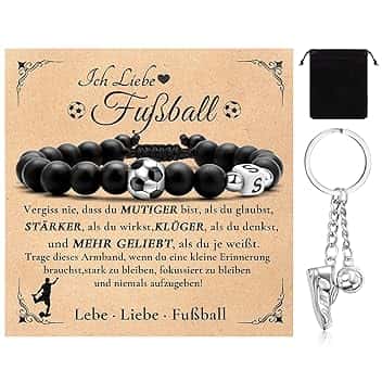 WALLFID Bracciale Calcio per Ragazzi, Bracciale con Iniziali A-Z, Regalo per Adolescenti Appassionati di Calcio, Regalo di Compleanno per Figlio, Fratello, Regali per Fan di Calcio 6-12 Anni.