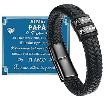 Gkmamrg Regalo per la festa del Papà Bracciale Regali - Incisione “Ti Amo Papà” intrecciata in vera pelle Braccialetti - Regalo per la festa del papà