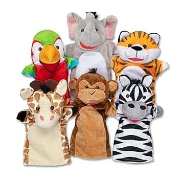 Melissa & Doug - 6 Safari Animal Themed Puppets
