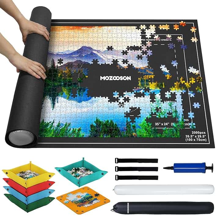MOZOOSON Tappeto Puzzle da 2000, 1500, 1000 Pezzi, Tappetino Puzzle Feltro, Puzzle Portatile Tappetino, Puzzle Roll Up Mat Puzzle Pad Accessori per Puzzle