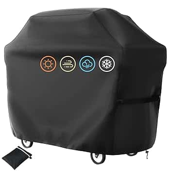 Copertura protettiva per barbecue, copertura per barbecue a gas, copertura per barbecue con coulisse, panno Oxford, resistente agli strappi, lavabile, robusta e pesante (145 x 61 x 117 cm)