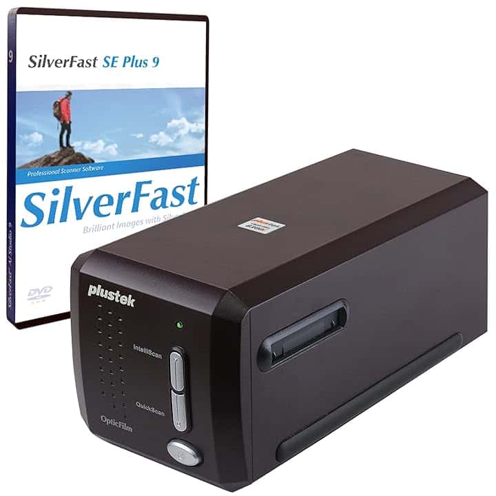 Plustek OpticFilm 8300i SE - Scanner per negativi e diapositive da 35 mm con aumento della velocità di scansione del 38%, SilverFast SE Plus 9 + QuickScan Plus in bundle, supporto Mac e Windows