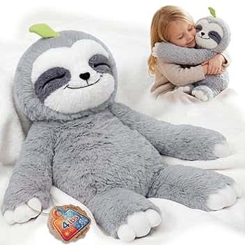 Mewaii 1,8 kg di bradipo ponderato, simpatico peluche con pancia e arti ponderati per un abbraccio realistico e alleviare lo stress, bradipo regalo per bambini (35,5 cm) Global Recycled Standard