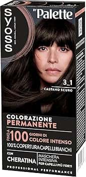 Syoss by Palette Colorazione Permanente 3-1 Castano Scuro, Colorazione capelli permanente con Cheratina, Tinta castano scuro per 100% copertura capelli bianchi e fino a 100 giorni di colore intenso
