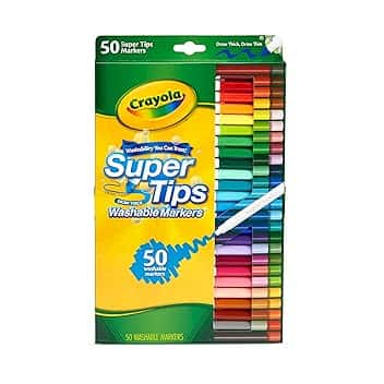 CRAYOLA Super Tips - Pennarelli Lavabili a Punta Media, Confezione da 50 Pezzi in Colori Assortiti, Ideale per Casa e Scuola, da 3 Anni, 7555