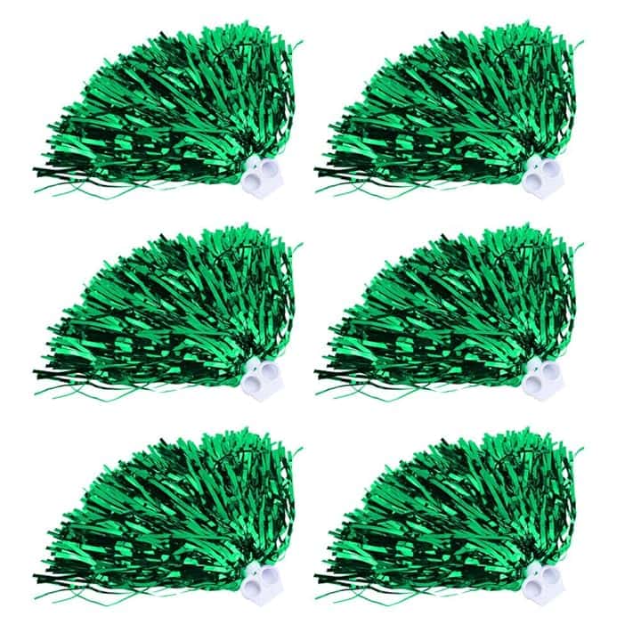Tyenaza Cheerleading Poms, 6 Pezzi 7 Colori Cheerleader Pom Poms Squad Cheer Sport Party Dance Accessori utili(Verde)