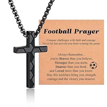 Shuxin Collana con catena a croce da calcio, regalo per ragazzi, regalo di compleanno, Natale, laurea, battesimo per adolescente, calza di Natale per figlio, nipote