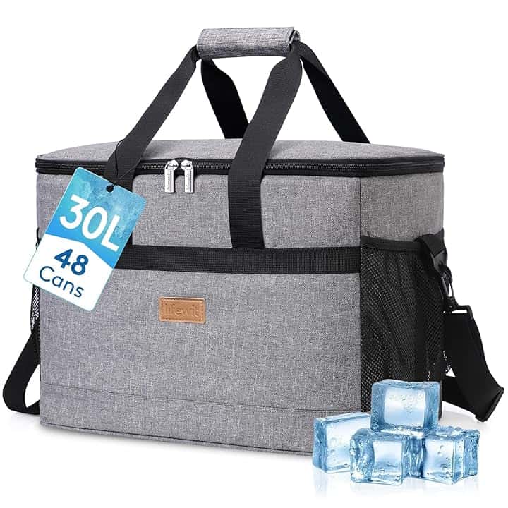 Lifewit Borsa Frigo 30L, Borse Termica Morbida per Surgelati, Grande Borsetta Termiche Porta Pranzo per Uomini e Donne, Cooler Bag per Mare, Spiaggia, Viaggio, Campeggio, Barbecue, Grigio