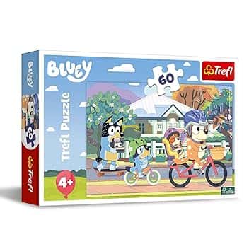 Trefl - Bluey, Felice Bluey - Puzzle 60 Tessere - Puzzle Colorati con gli Eroi delle Fiabe, Intrattenimento Creativo, Divertimento per Bambini dai 4 anni