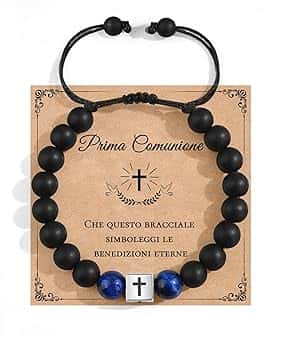 MANVEN Regali Comunione Maschio Regalo Prima Comunione Bracciale Bambino Bambina Bracciale a Croce Regolabile per Ragazzo Ragazza Natale