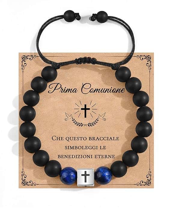 MANVEN Regali Comunione Maschio Regalo Prima Comunione Bracciale Bambino Bambina Bracciale a Croce Regolabile per Ragazzo Ragazza Natale