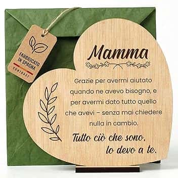 CONTRAXT Carta regalo originale per felice festa della mamma, in legno. Cosa regalare per compleanno. Biglietti di auguri