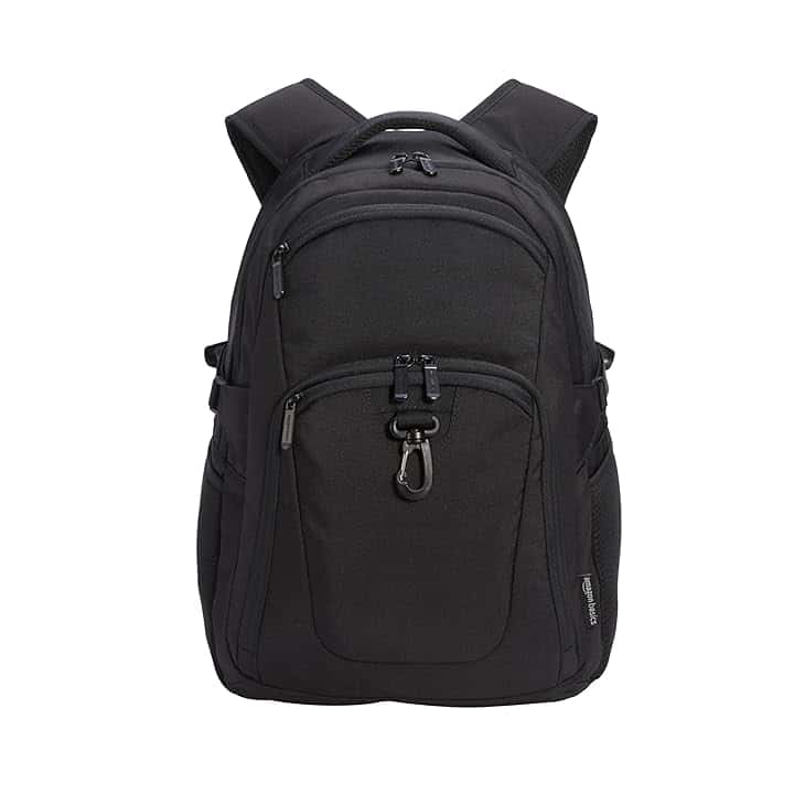 Amazon Basics Travel Laptop Backpack for 15.6 inch Laptop, Black
