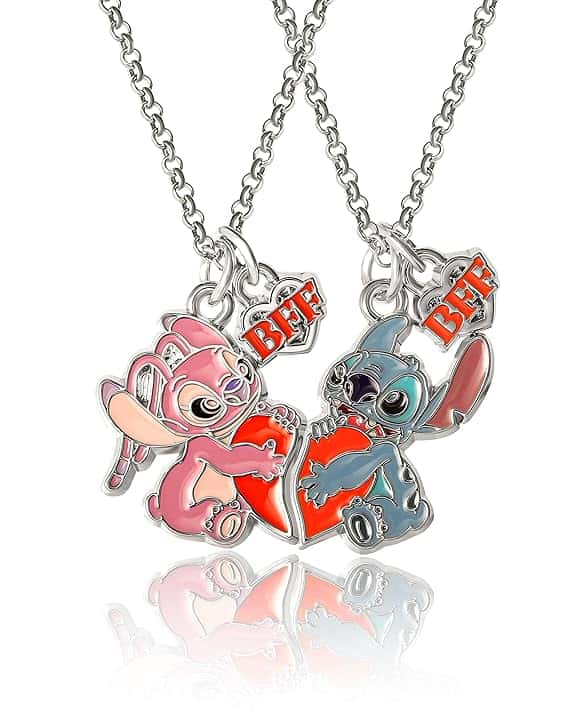 Disney Lilo & Stitch - Set di 2 collane per migliori amiche con ciondolo BFF e Stitch, licenza ufficiale, Alla moda, Nessuna pietra preziosa