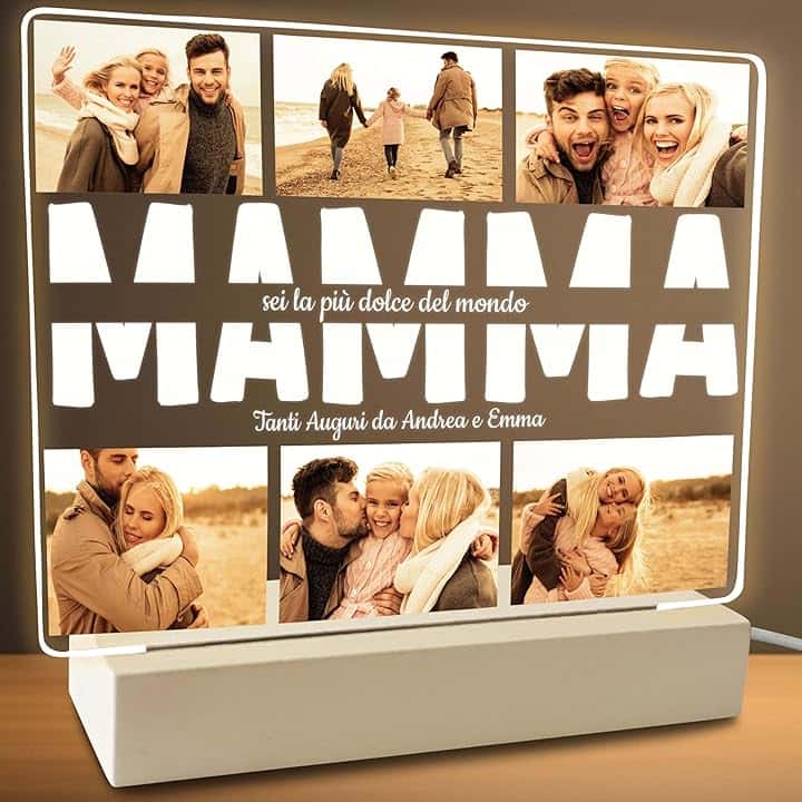 STAMPATEK Regalo festa della Mamma Targa Lampada Personalizzata con foto Idee regalo - Luce notturna Regali compleanno per mamma, Regalo Natale Originale regalo per mamma, PlexMod6_DS1