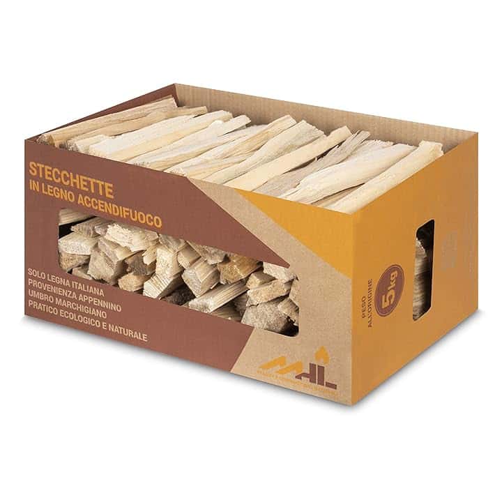 MHL Stecchette in Legno Accendifuoco in Scatola di Cartone Certificate Enama Classe Qualità A1 - Perso all'origine 3 Kg