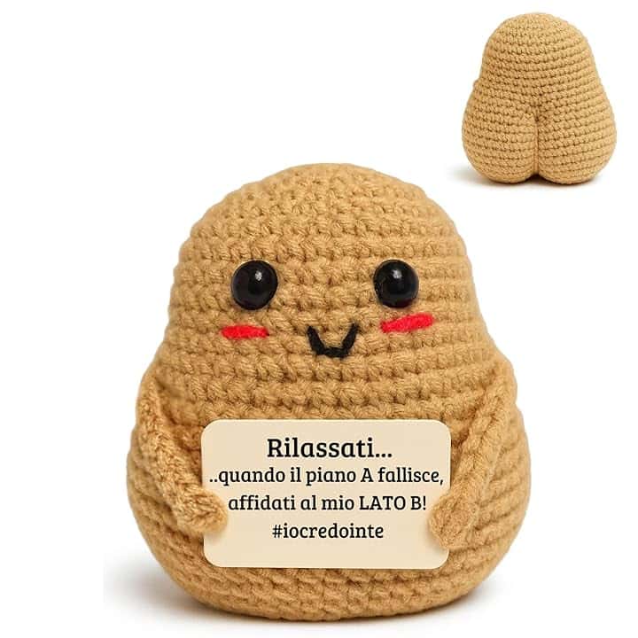 Patata Positiva italiano – regalo amica – portafortuna – peluche - regalo simpatico da Scrivania – Patate positive - Idea regalo motivazionale, regalo divertente per Amici, colleghi, Famiglia.