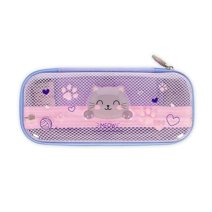 Legami - Astuccio Wonderwow, Tema Kitty, 2 Scomparti e Portapenne interno, Scomparto interno con Tessuto a Rete, Chiusura a Zip, 23x11x5 cm