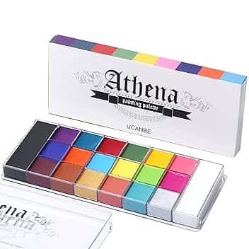 UCANBE Pittura per Viso 20 Colori,Body Painting Colori per Trucco Halloween Durevole,Athena Palette Colori per Pancia Gravidanza,Trucco Teatrale,Effetti Speciali