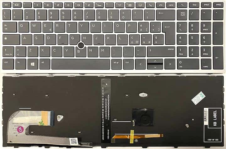 Tastiera Italiana per HP Elitebook 850 G5 850 G6 RETROILLUMINATA E TRACKPAD Frame Silver