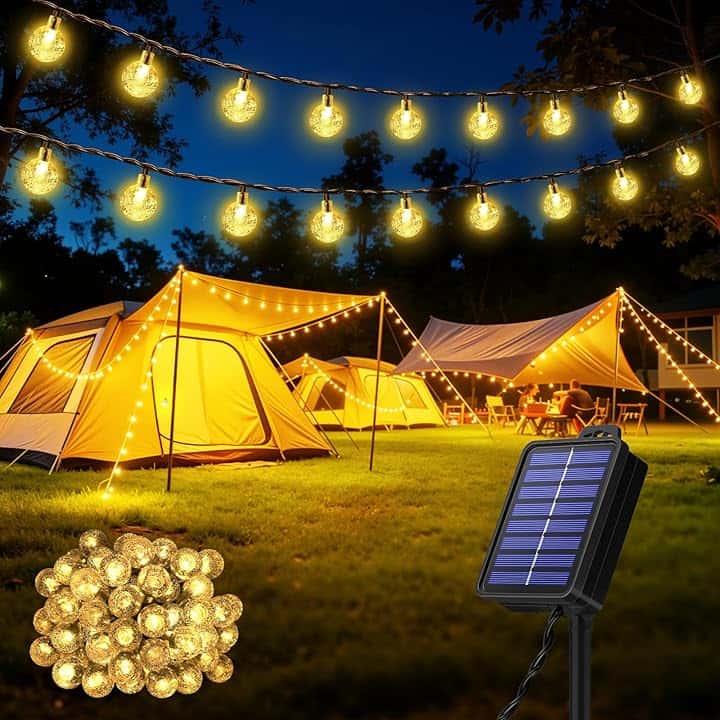 Catena Luminosa Solare da Esterno 60 LED 13.2m, Luci Solari da Giardino con 8 Modalità e Funzione Memoria, IP65 Impermeabile, Luci Decorative per Terrazzo, Balcone, Gazebo, Festa (Bianco Caldo)