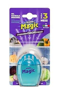 Mister Magic Assorbiodori Frigo , Gel Naturale Inodore con Bicarbonato e Sale Marino, Elimina i cattivi Odori di Cibo, Dura fino a 3 mesi, Accessori Cucina (Confezione da 1 Unità)